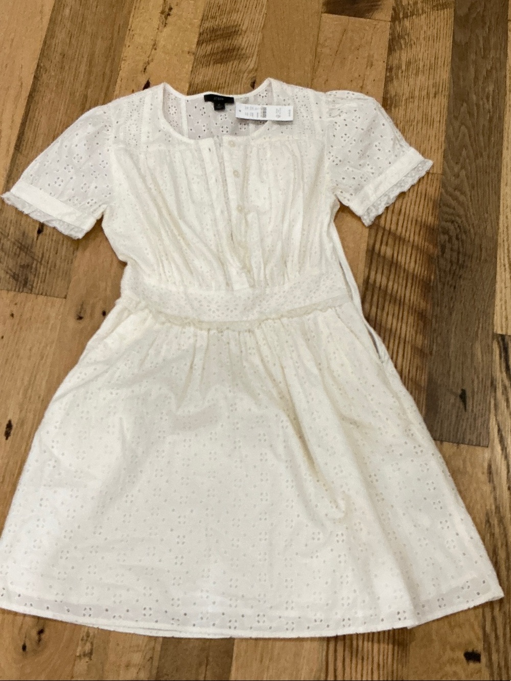 J. Crew White Eyelet Casual Short-Sleeve Dress
